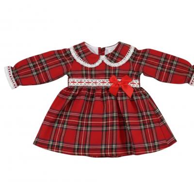 DD2026R Red Tartan Lace Dress (0-12 months)