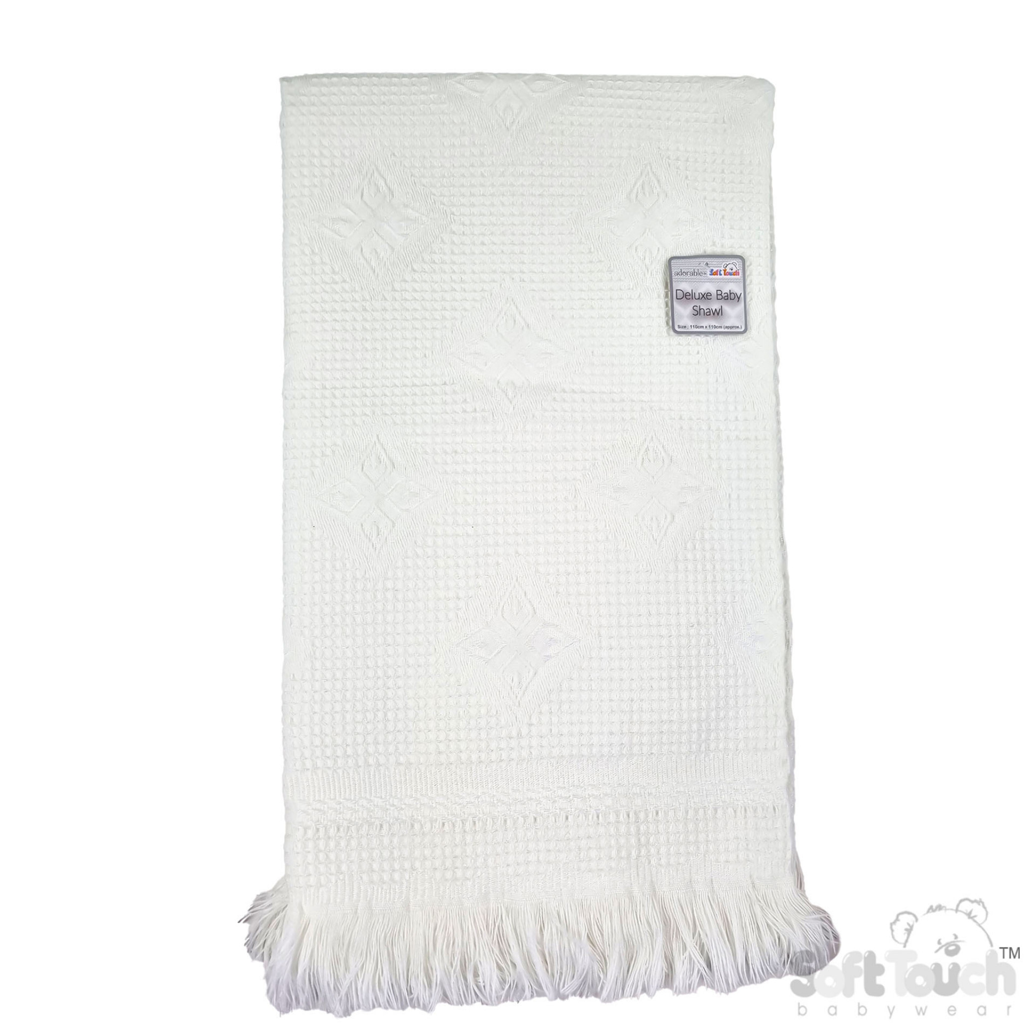 Soft Touch 4SH22-BP-W * EASH22-BP-W White  Star Bulk Shawl with fringe