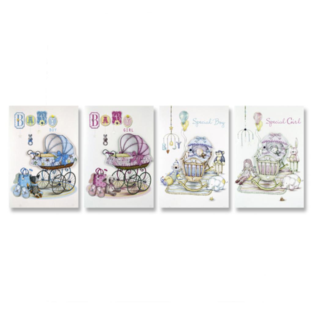 Eurowrap ClaireFontaine 30438-OWC 5033601205661 EU28374-OWC Box of 24 Baby Greetings Cards