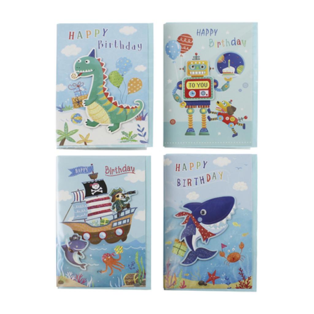 Eurowrap ClaireFontaine 30447-OWC 5033601002390 EU30447-OWC Box of 24 Handmade Boy Greetings Cards