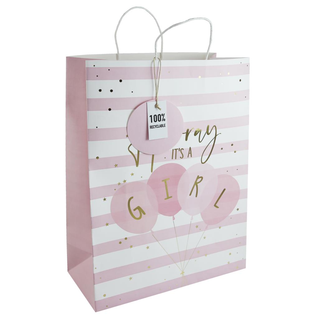 Eurowrap ClaireFontaine China 5033601006107 EU31208-1WC 100% Recyclable Hooray Its A Girl Bag XLarge