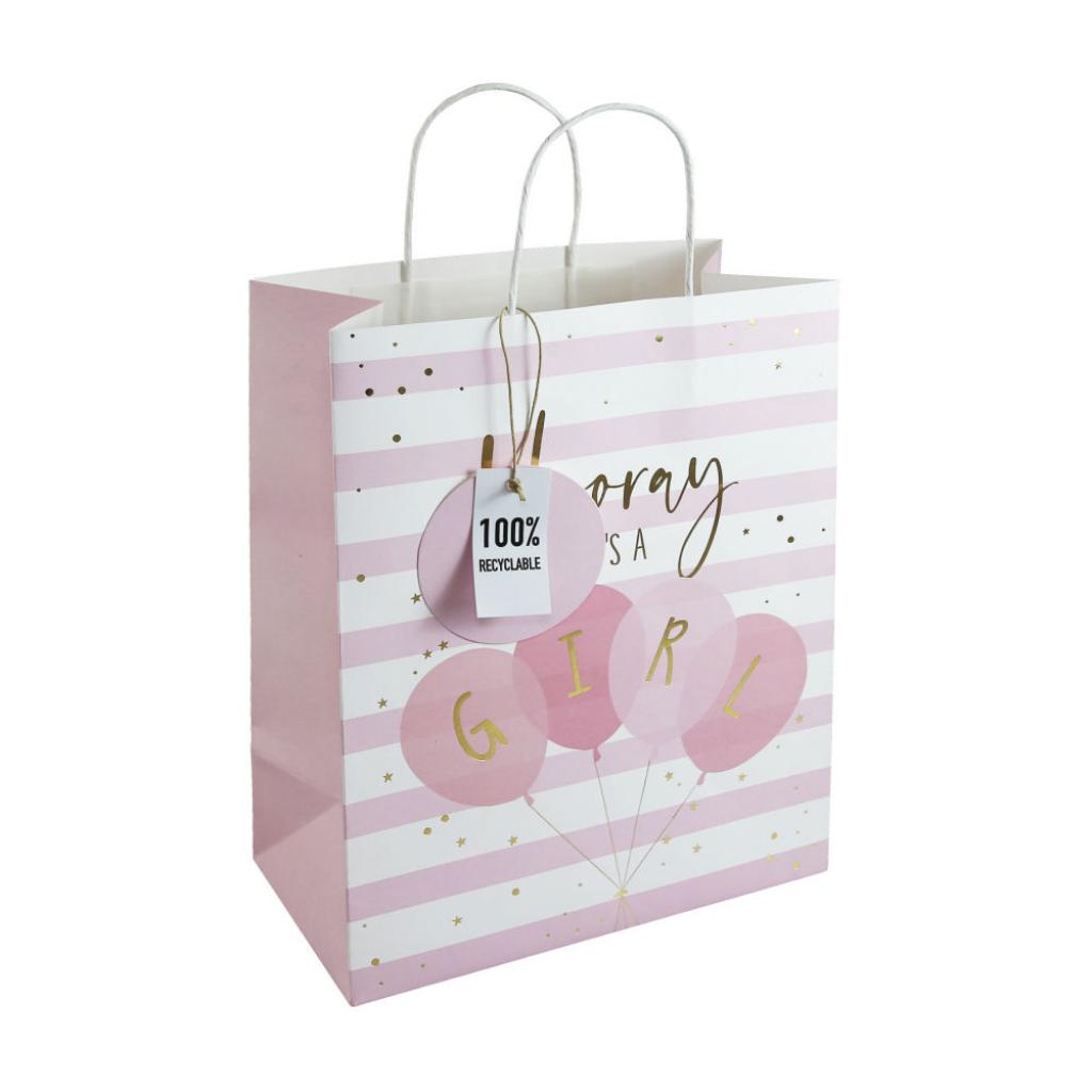 Eurowrap ClaireFontaine China 5033601006107 EU31208-3C 100% Recyclable Hooray Its A Girl Bag Medium