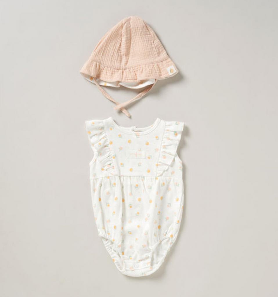 HOME GROWN BABY (organic) D07188  HGD07188E Organic Ribbed Romper "Fruit" (0-12 months)