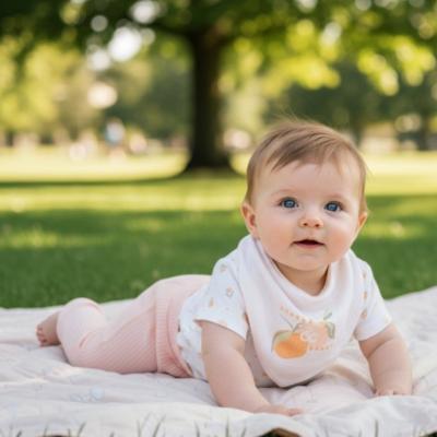 HGD07189p  Organic Ribbed Three Piece "Fruit"  (0-12 months)