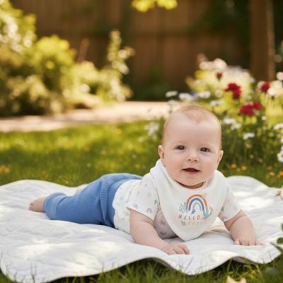 HGD07190B  Organic Ribbed Three Piece " Rainbow"  (0-12 months)