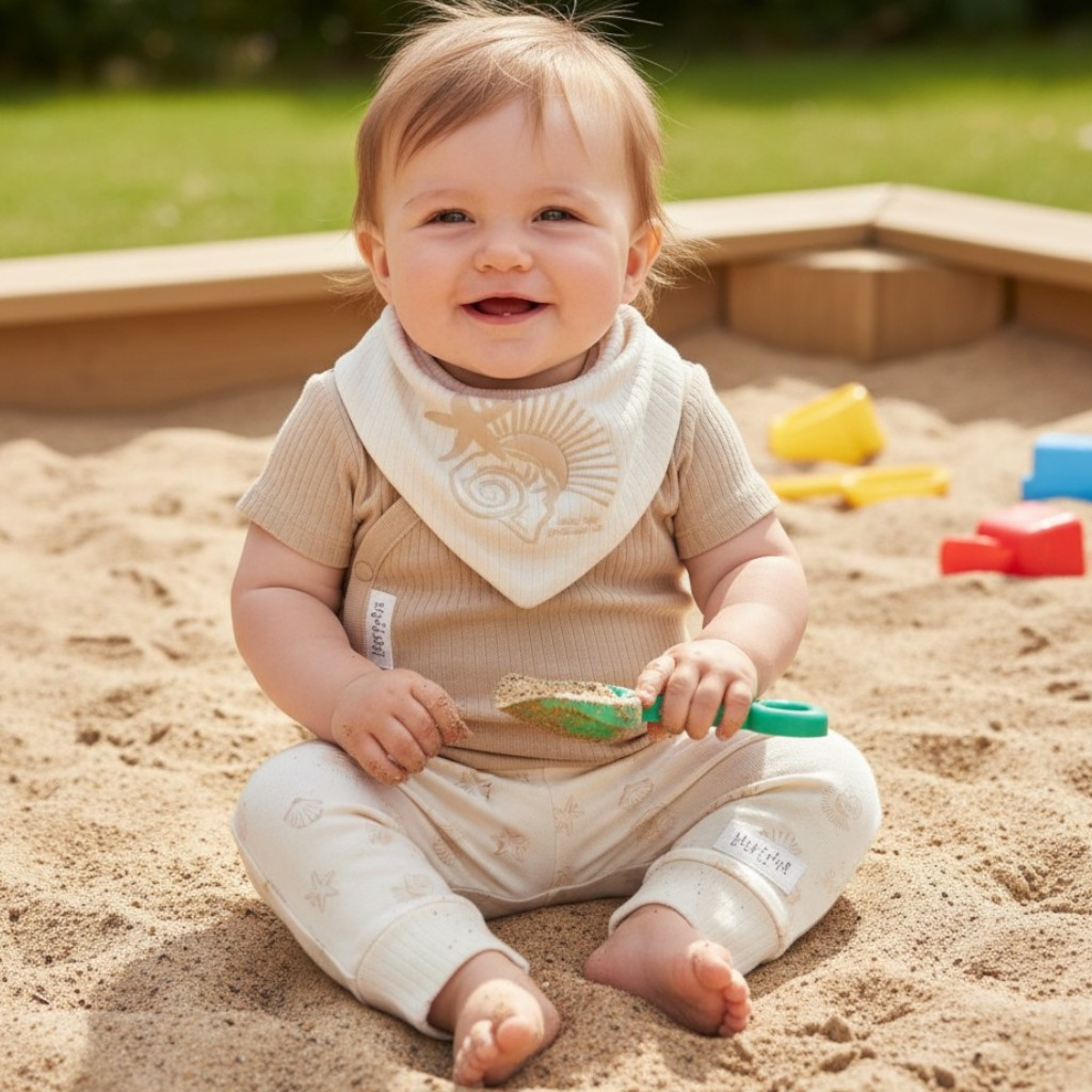 HOME GROWN BABY (organic) D07191 * HGD7191-E Organic Ribbed "Seaside" Three Piece Set (0-12 months)
