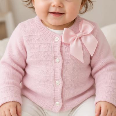 JF10-3001P Pink Bow Cotton Cardigan (0-9 months)