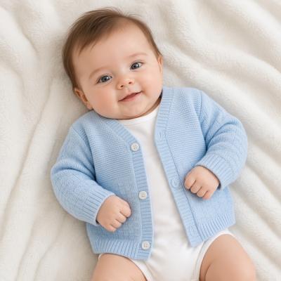 JF10-3006S Sky Basketweave Cotton Cardigan (0-9 months)