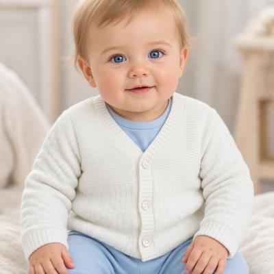 JF10-3006W White Basketweave Cotton Cardigan (0-9 months)