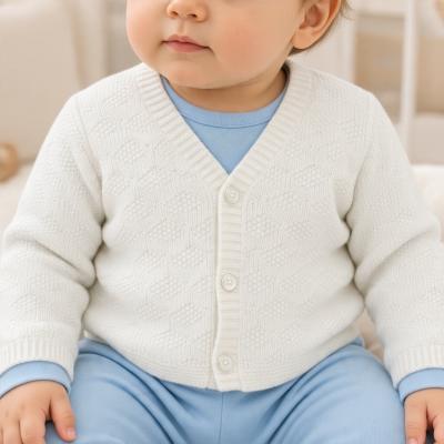 JF10-3007W White Chevron Cotton Cardigan (0-9 months)