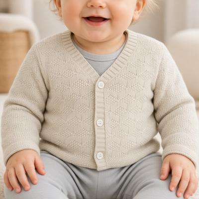 JF10-3007T Taupe Chevron Cotton Cardigan (0-9 months)