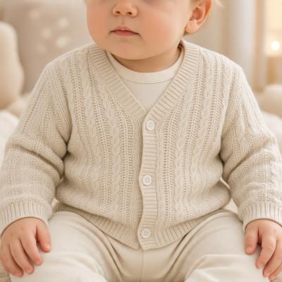 JF10-3008T Taupe Chain Cotton Cardigan (0-9 months)