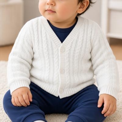 JF10-3008W White Chain Cotton Cardigan (0-9 months)