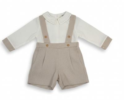 JF2020-2549T  Herringbone Short Dungaree Set  (0-12 months)