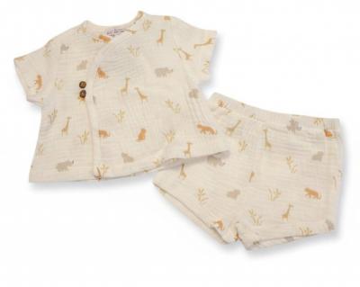 JF2120-6246T  Crinkle Muslin Shorts Set "Safari"  (0-9 months)