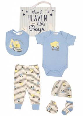 JF25-1360  Construction 8 Piece Layette Set & Bag  (0-6m)