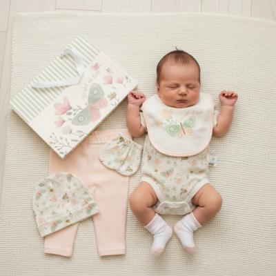 JF25-1365P  Butterfly 8  Piece Layette Set & Bag  (0-6m)