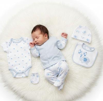 JF25-1382S  Elephant hearts Bear 6 Piece Layette Set   (0-6m)