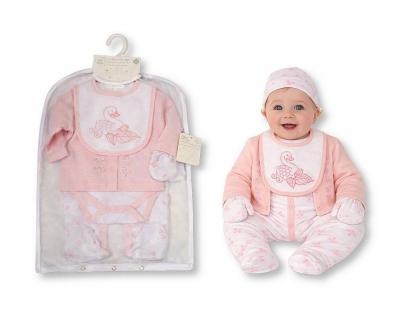 JF25-1387P  Swan 6 Piece Layette Set   (0-6m)