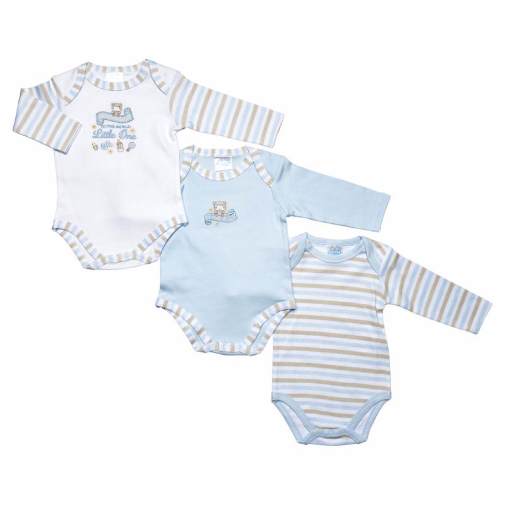 Just Too Cute 46JTC9120LB * JT9120LB Blue "Little One" Triple Pack Bodysuit (NB-6 Months)
