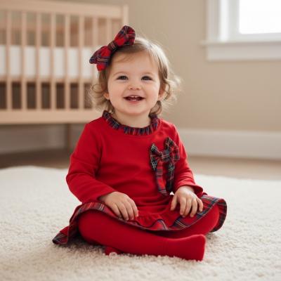 KC5013  Tartan Frill and Bow Dress  (0-24 months)