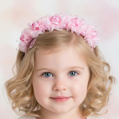 KCAT99-P  Pink Organza and Bead Headband 