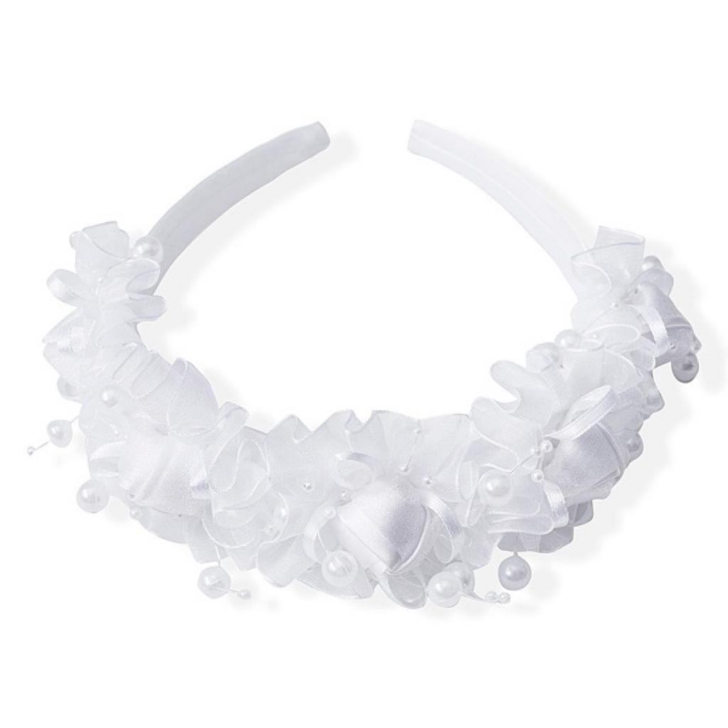 Kids Club London  * KCAT99-W White Organza and Bead Headband