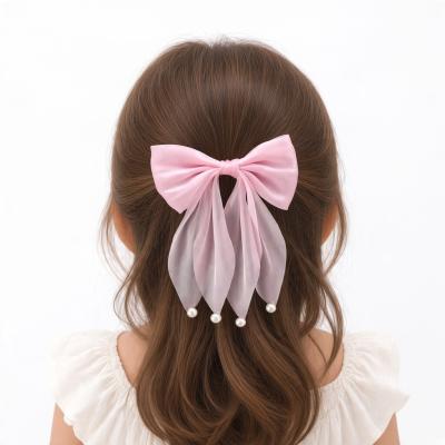 KCHC175P Pink Pearl Bead Bow Clip