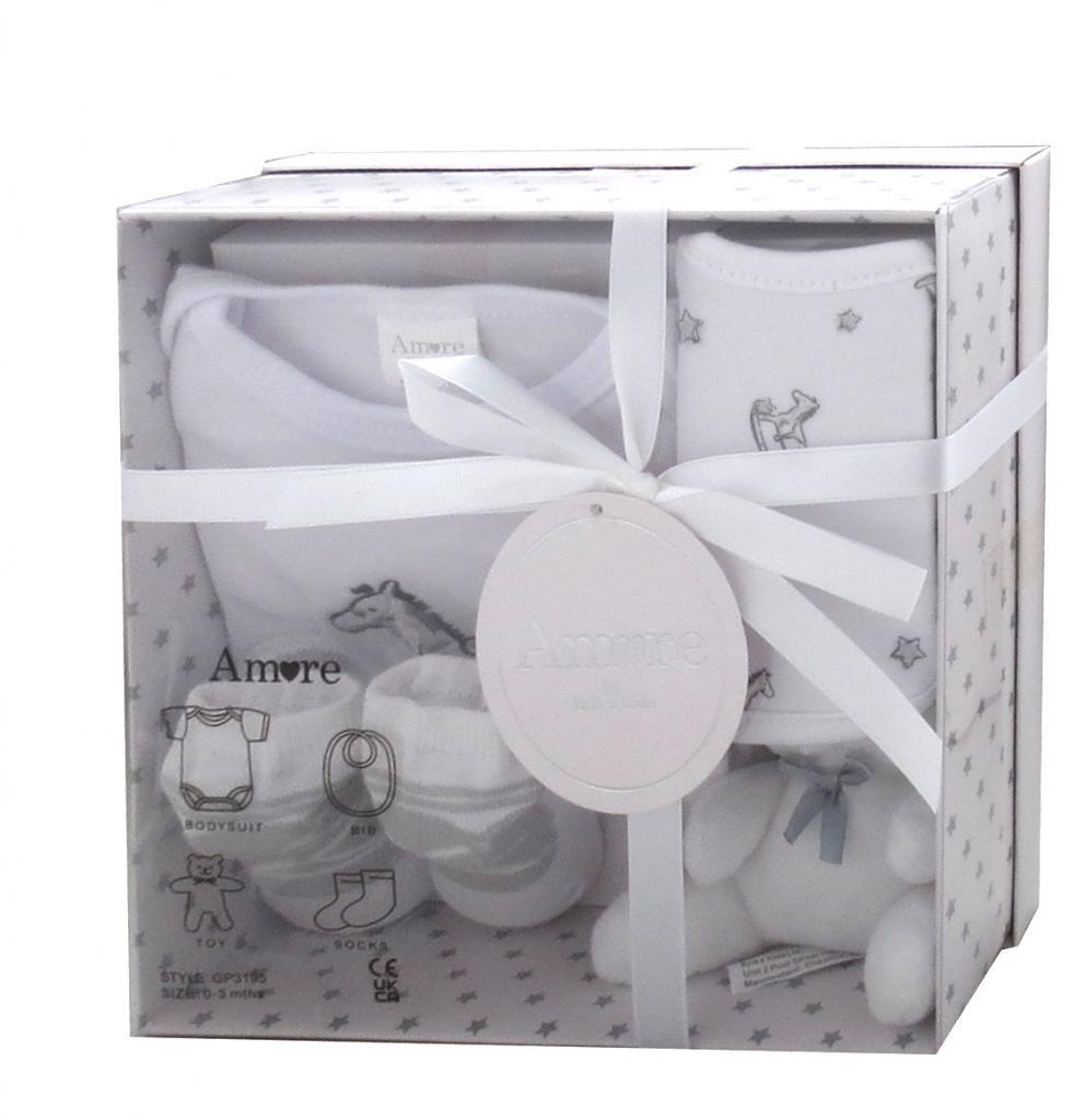 Amore By Kris X Kids 3195PB * KXK3195-W White "Rocking Horse" 4 Piece Gift Set