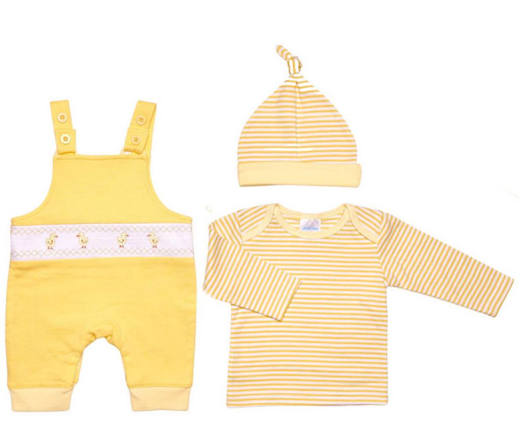 Just Too Cute  * JTLBW_9818y "Chick" Smocked  Dungaree Set (3-8lbs)