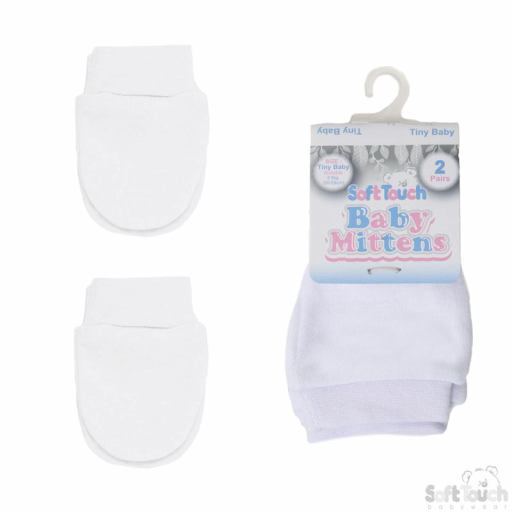 Soft Touch 2PRP113-W 5023797306976 STLBW_PRP113-W Pair of Premature Scratch Mitts (Tiny baby)