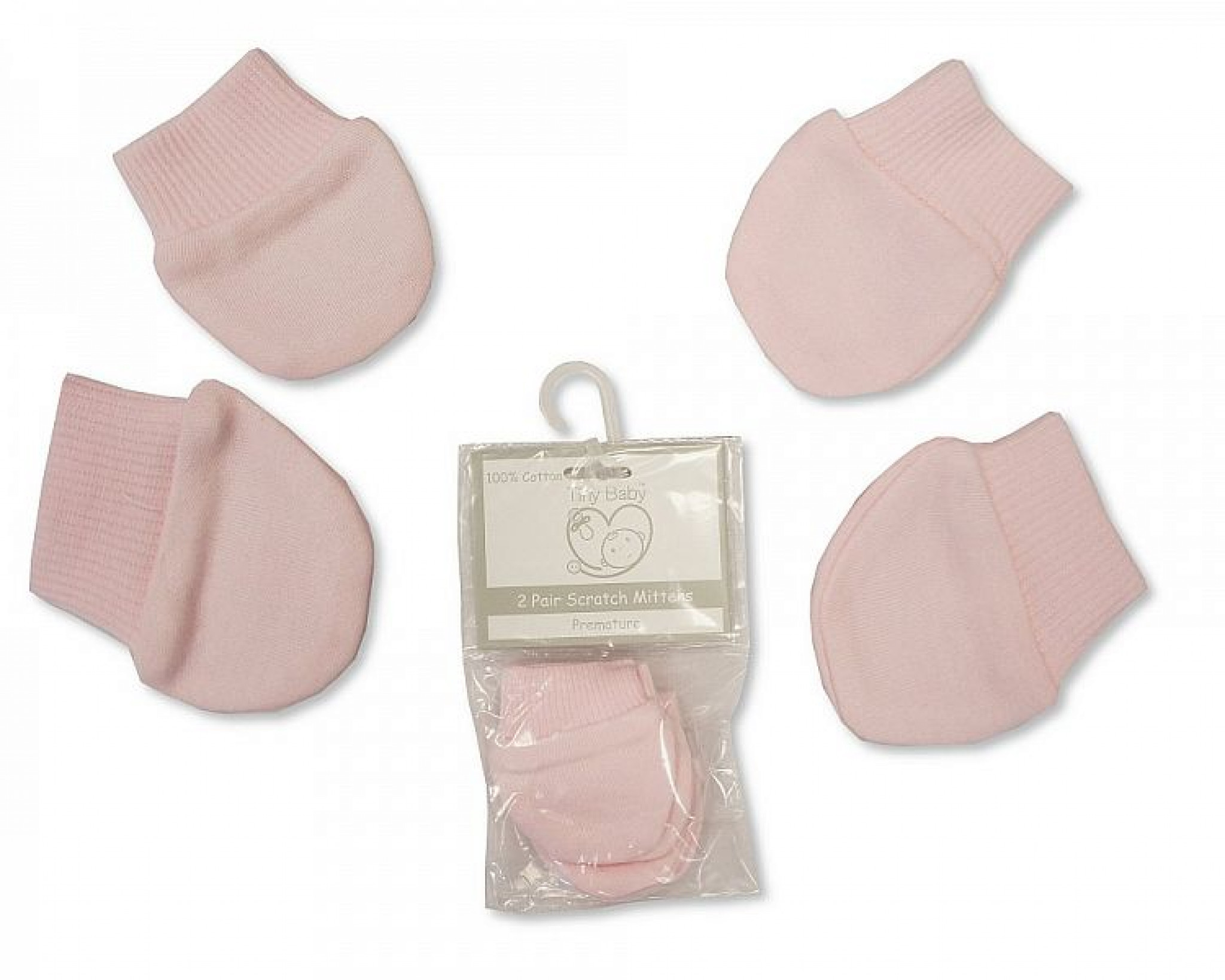 Tiny Baby  503532020401 7 LBWTB2015-401 Premature Bagged twin pack of Pink Scratch Mitts