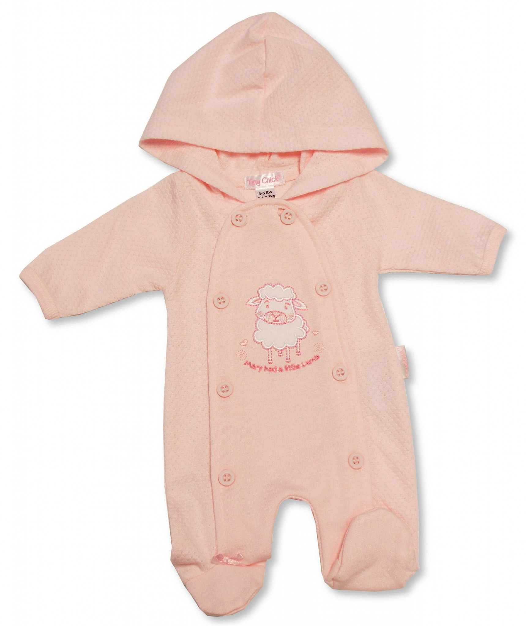 Tiny Chick PB-20-349 3-5lbs - 5035320213498, 5-8lbs - 5035320313495 LBWTC20-349-P "Little Lamb" Hooded All In One (3-8lbs)