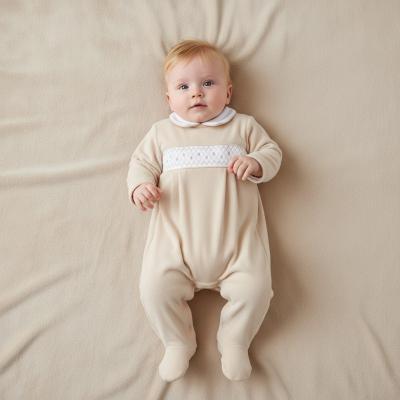 LD004Be Velour Polka Dot Smocked All in One (0-9m)