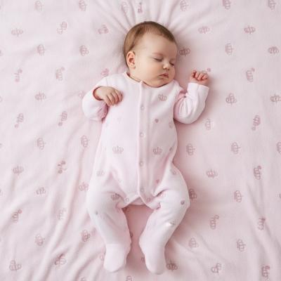 LD005P Velour Crown Embroidered all in one (0-9m)