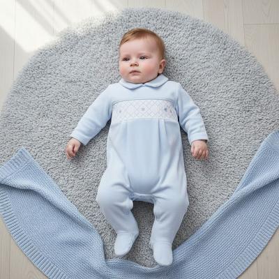 LD009S Velour Star Smocked all in one (0-9m)