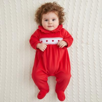 LD011R Heart Velour Frill Collar All in One (0-9m)