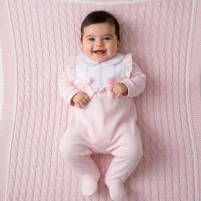 LD015-P Cotton Pink Ruffle Collar Mock Bib all in one (0-9m)