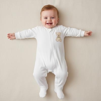 LD021W Teddy Bear Zip Velour All In One (0-9m)