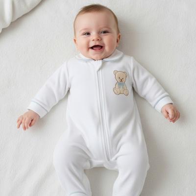 LD022WS Teddy Bear Zip Velour All In One (0-9m)