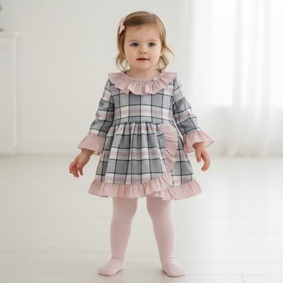 LD15058P  Pink Plaid Party Dress Set  (6-24 months)