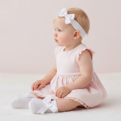 LD4085-W  White Bow and Pearl Headband and Socks  (0-6 months)