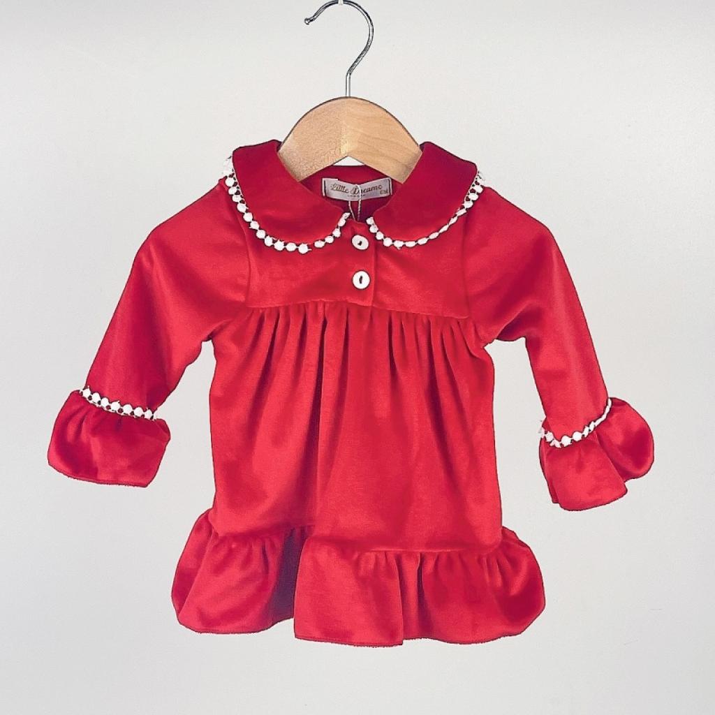 Little Dreams China * LD_5011 Red satin velour Dress (6-24 months)