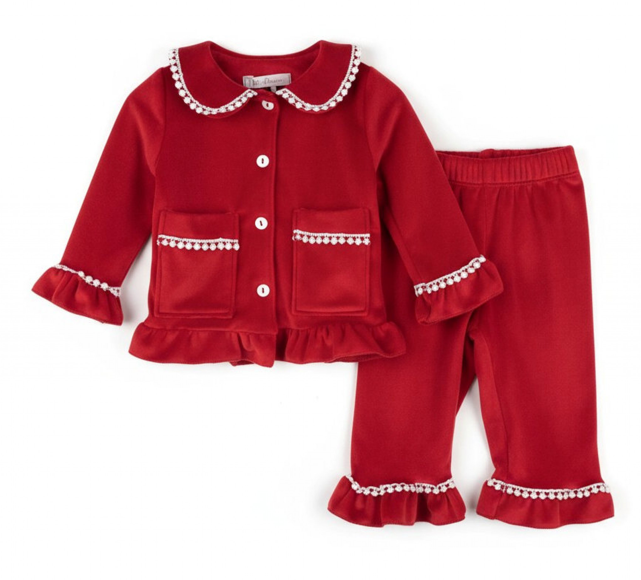 Little Dreams China * LD_PJ_3136R Red Satin velour Pjamas (6-24 months)