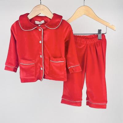 Little Dreams China * LD_PJ_3153R Red Satin Velour Pjamas (6-24 months)