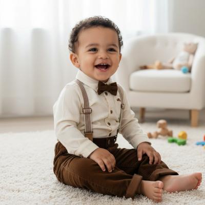 LGG11529-A  Corduroy Bow Tie  Set with Braces  (12-24 months)