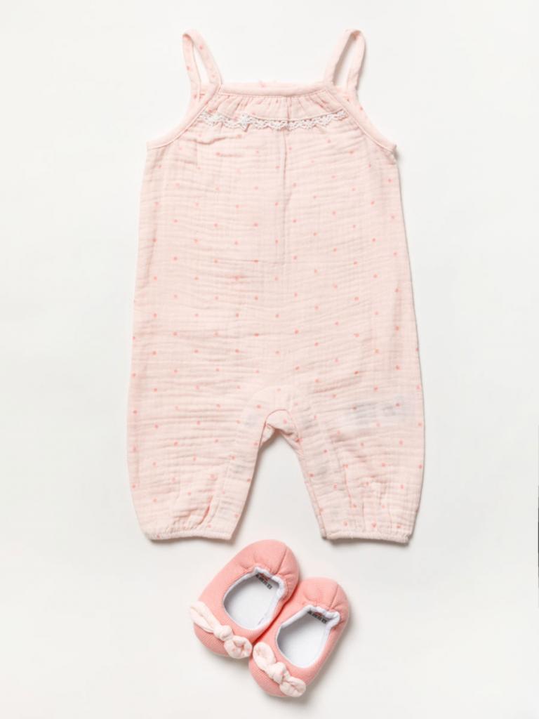 Lily & Jack B03875 * LJB03875 Crinkle Muslin Romper  and shoe (0-9 months)