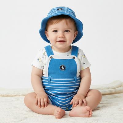 LJB03922-B  Short Dungaree Set and hat  (0-12 months)