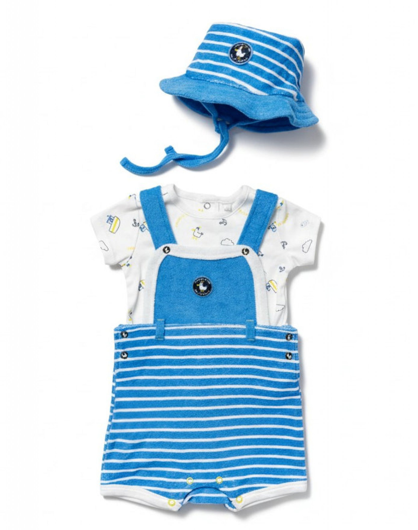 Lily & Jack B03922  LJB03922B Short Dungaree Set and hat (0-12 months)
