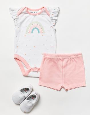 LJB04172  Rainbow set and shoe  (0-9 months)
